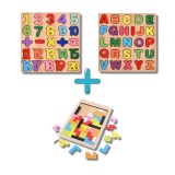 Pachet educativ din lemn pentru copii , tablite educative si puzzle Tetris
