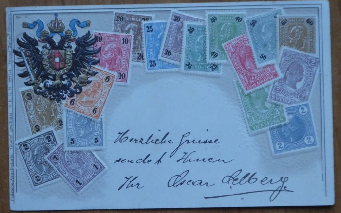Uniunea Postala Universala , Austria , circulata in Bucuresti , embosata ,1900