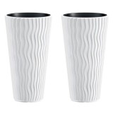 Set 2 ghivece de flori, Sandy Slim, rotunde, inalte, 39x70.8 cm, alb, Prosperplast GartenVIP DiyLine