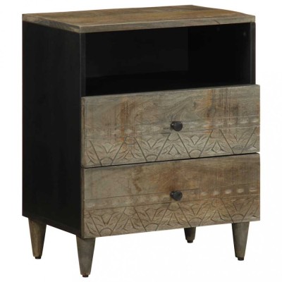 vidaXL Noptiera gri deschis 50x33x60 cm lemn masiv de mango 4017802 foto
