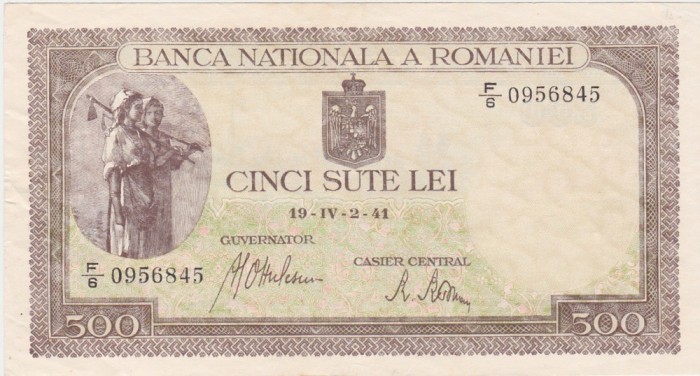 ROMANIA 500 LEI aprilie 1941 aXF
