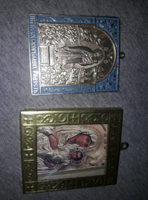 lot 2 icoane/ICONITE Vechi de buzunar,iconite sfintite,T.GRATUIT oriunde in tara foto