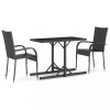 Set mobilier de gradina, 3 piese, negru