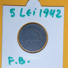 Moneda din perioada regala - 5 Lei 1942 - in stare foarte buna