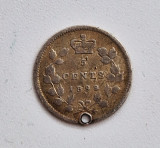 moneda din argint _ Canada 5 cents 1899 _ km # 2 _ AG . 925 _ rara