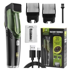 Aparat de tuns cu aspirare, rezistent la apa IPX6, 20 lungimi ajustabile, reincarcabil, set cadou