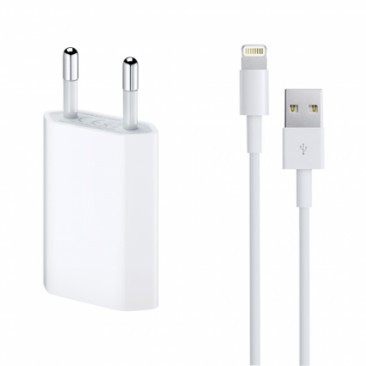 INCARCATOR RETEA 230V - USB 5V 1000MAH (14853) CU CABLU DATE IPHONE 5/6/7 ALB BLISTER foto