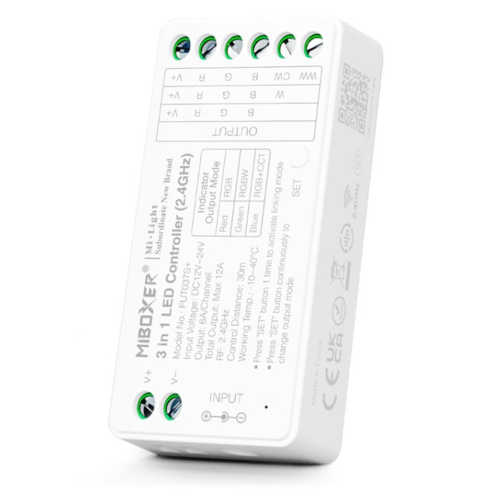 Controller Dimmer Led RGB RGBW RGB+CCT, 2.4Ghz, 12-24VDC MiBoxer FUT037S+
