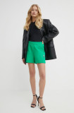 Karl Lagerfeld pantaloni scurti x Darcel Disappoints femei, culoarea verde, cu imprimeu, high waist