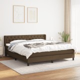 vidaXL Pat box spring cu saltea, maro &icirc;nchis, 160x200 cm, textil