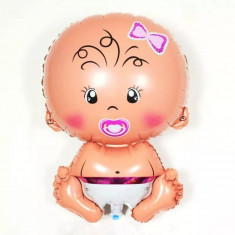 Balon folie figurina gigant bebelus, 200 cm, suport inclus, set 16 piese culoare roz foto
