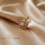 Pandantiv Floarea Armoniei , Pandantiv placat cu aur 14K cu zirconia albe