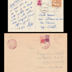 1961 Plic filatelic si CP circulatii neobisnuite cu timbre fiscale Crucea Rosie