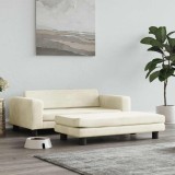 VidaXL Pat pentru c&acirc;ini cu extensie, crem, 100x50x30 cm, catifea