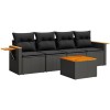 Set mobilier de gradina cu perne, 5 piese, negru, poliratan
