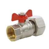 Robinet de trecere cu bila Valvex Spin, alama nichelata, cu racord semiolandez, filet interior-interior 3/4&quot;-3/4&quot;, PN25, maner f