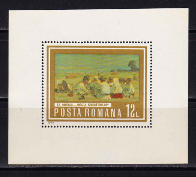 RO 1973 ,LP 836 &amp;quot;Reproduceri arta -Munca&amp;quot; , colita 109 , MNH foto