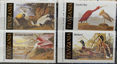 PC265 - Tanzania 1986 Fauna/ Pasari Audubon, serie MNH, 4v foto