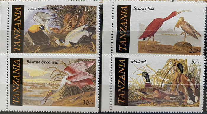 PC265 - Tanzania 1986 Fauna/ Pasari Audubon, serie MNH, 4v