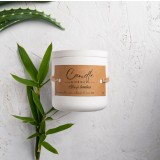 Lumanare parfumata handmade din ceara naturala de soia 100%, aroma Aloe si bambus, Recipient ceramic alb, 150 g