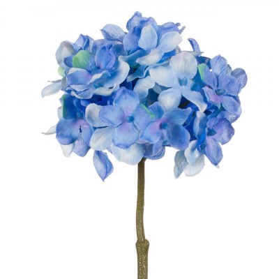 Floare Artificială Hortensie, Tulpină Scurtă, Culoare Albastru, Plastic, 24cm foto
