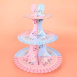 Suport pentru prajituri cu 3 nivele CHUANGOU, carton, multicolor, 30,5 cm