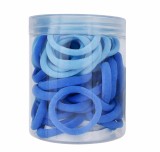 Cumpara ieftin Set 50 elastice par textile, nuante de albastru, diametru 5 cm, pentru prindere par, cutie depozitare