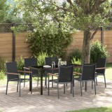 VidaXL Set de dining pentru grădină 7 piese Negru Textilenă și Oțel