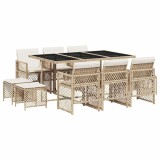 Cumpara ieftin Set mobilier de gradina cu perne, 11 piese, bej, poliratan