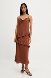 Answear Lab rochie culoarea maro, midi, evazată