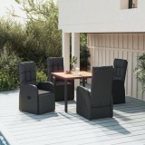 VidaXL Set mobilier de grădină cu perne, 5 piese, negru, poliratan