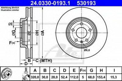 Disc frana AUDI A4 Avant (8K5, B8) (2007 - 2015) ATE 24.0330-0193.1 foto