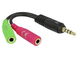 Cablu Audio DELOCK Jack 3,5mm 3pin x2 la Jack 3,5mm 4pin 0,1m 65344