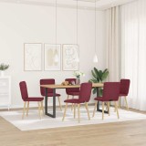 VidaXL Scaune de bucătărie pivotante, 6 buc., roșu vin, textil