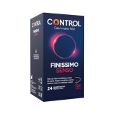 Prezervative subțiri CONTROL Finissimo Senso, din latex, lubrifiate, diametru 54 mm, 24 buc