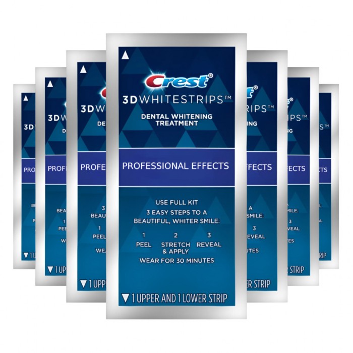 7 Plicuri, Benzi Crest 3D White Professional Effects, 10% concentratie, tratament pentru albirea din