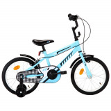Bicicleta pentru copii, negru si albastru, 16 inci GartenMobel Dekor, vidaXL