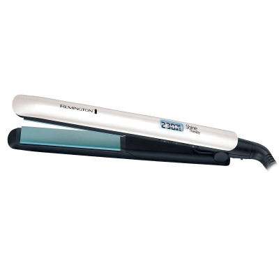 Placă de &amp;icirc;ndreptat părul Remington Shine Therapy S8500, 9 setări temperatură 150-230 C, Acoperire ceramică, Plăci plutitoare, Alb/Verde foto