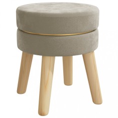 Taburet rotund, gri inchis, catifea foto