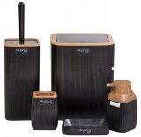 Set de accesorii patrate pentru baie din plastic, 5 piese, negru maro Household NewTrend