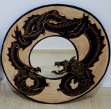 Superbă oglinda rama din lemn cu dragoni