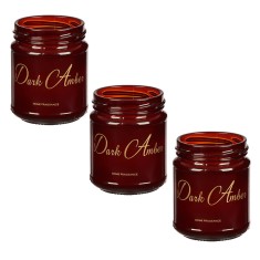 Set 3 umanari parfumate in borcan Amber, 6.5 x 8.5 cm, 225 g, aroma Dark Amber si chihlimbar