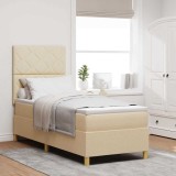vidaXL Pat cu arcuri cu saltea cu headboard Crem 80 x 200 cm țesătură 3343136