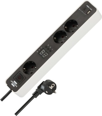 Prelungitor Brennenstuhl Ecolor 3 prize, countdown, 1x USB A, 1x USB-C, Buton On Off 1,5m H05VVF 3G1,5, alb negru foto