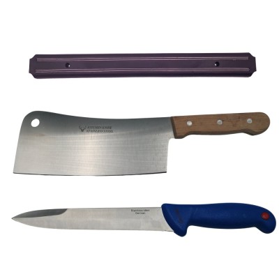 Set macelarie DEPOX&amp;reg;, satar, cutit si suport magnetic, otel inxodabil, multicolor foto