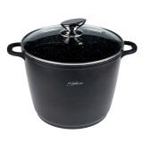 Oala cu interior marmorat Mischler Cook Platinum, 24 cm, 6.8 l, rezistanta in timp, design ecologic, economisire energie, Negru