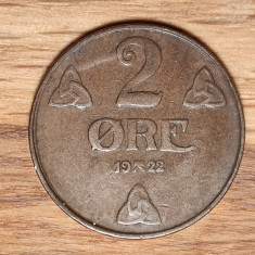 Norvegia - moneda de colectie - raruta - 2 ore 1922 bronz - impecabila !