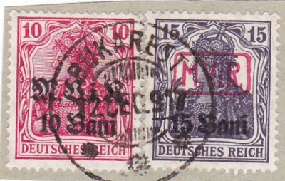 1918 - Ocupatia germana in Romania, Armata 9.,pe fragment, supratipar , stampilat foto