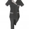 Costum Medical Pe Stil, Negru cu Elastan Cu Paspoal si Garnitură Stil Japonez, Model Nicoleta - 3XL, 4XL