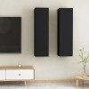 Comode TV, 2 buc., negru, 30,5x30x110 cm, lemn prelucrat